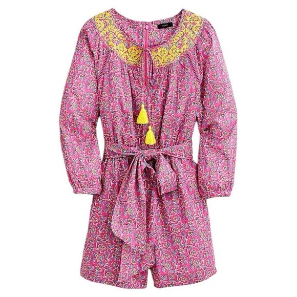 J Crew Floral Embroidered Romper Size 4 - Picture 1 of 7